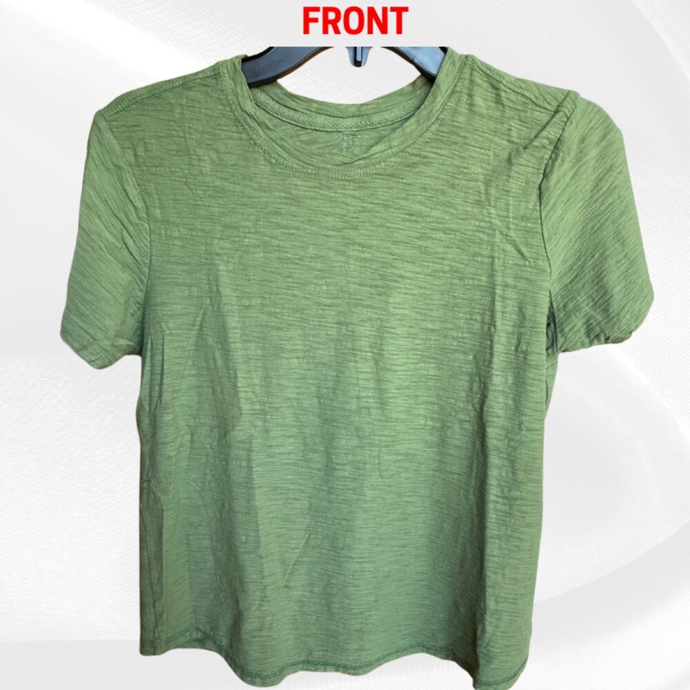 Pilcro The Bennie Slim Crewneck Tee Anthropologie Olive Green Cotton Slub S - Picture 6 of 15